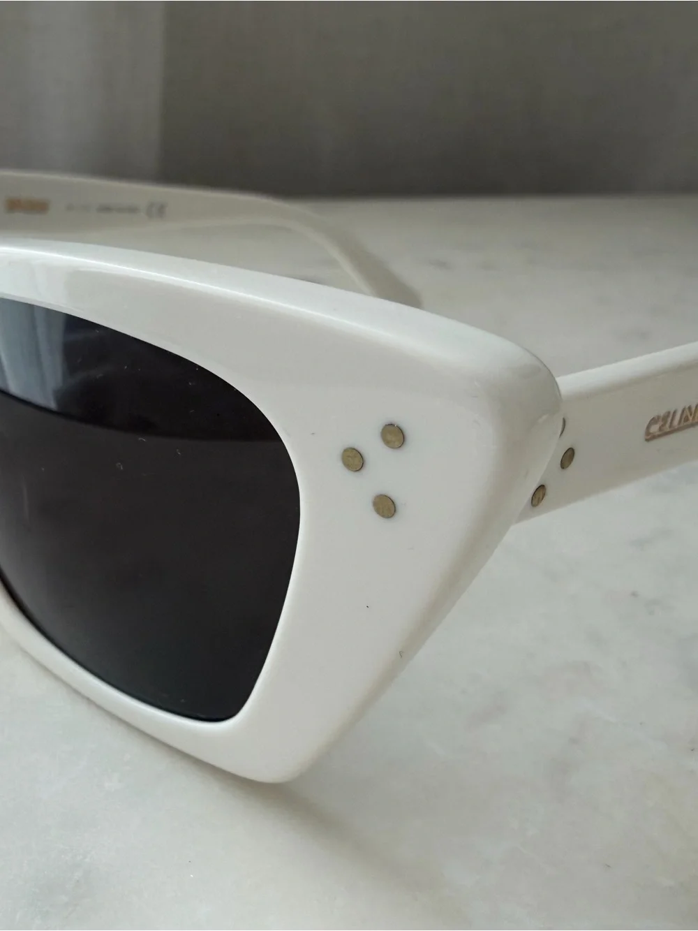 Celine White Frame Black Lens Cat-Eye Sunglasses